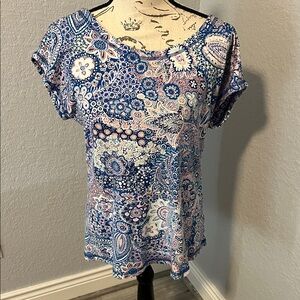 Talbots Blue and White Paisley Blouse